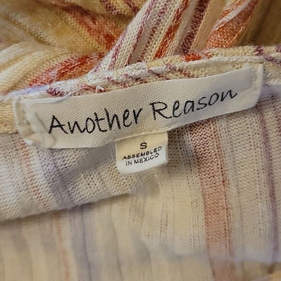 3/$30 ANOTHER REASON Pastel Striped Braided Short Sleeve Blouse Small - Picture 6 of 9